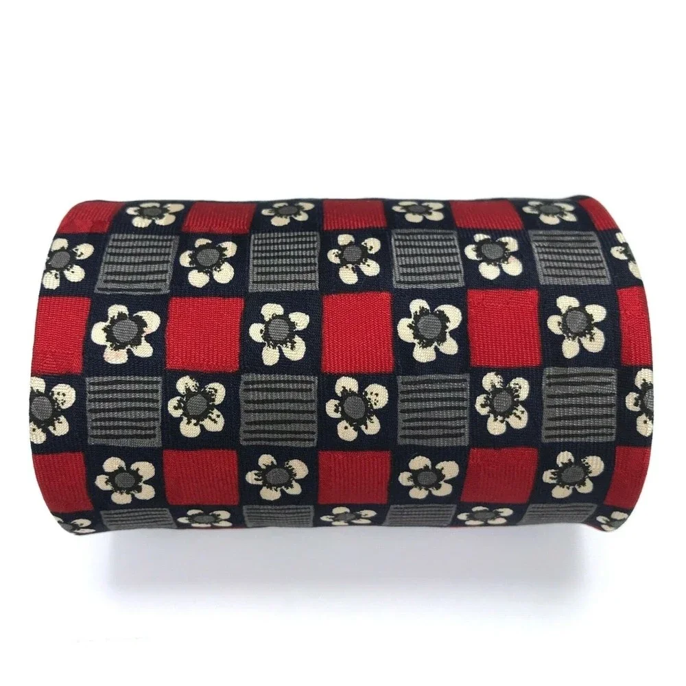 Robert Talbott Studio Nordstrom Silk Hand-sewn Red Navy Beige Floral Necktie 57